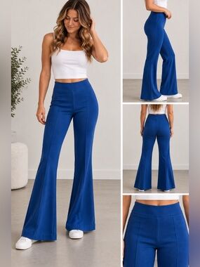 Kit and Ace Cobalt Flare Knit Pants